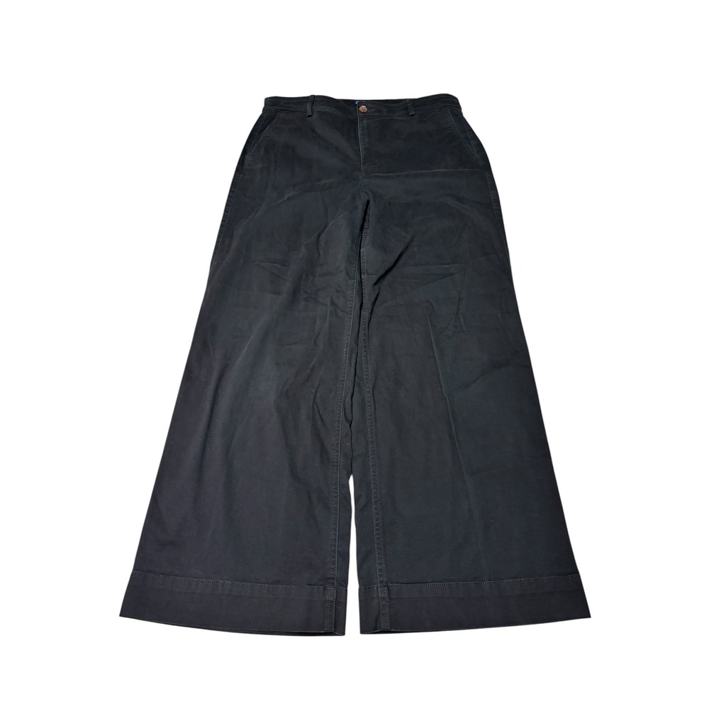 J.Crew Wide Leg Chino Pants Black High Rise Stretch Womens Size 12 33X28